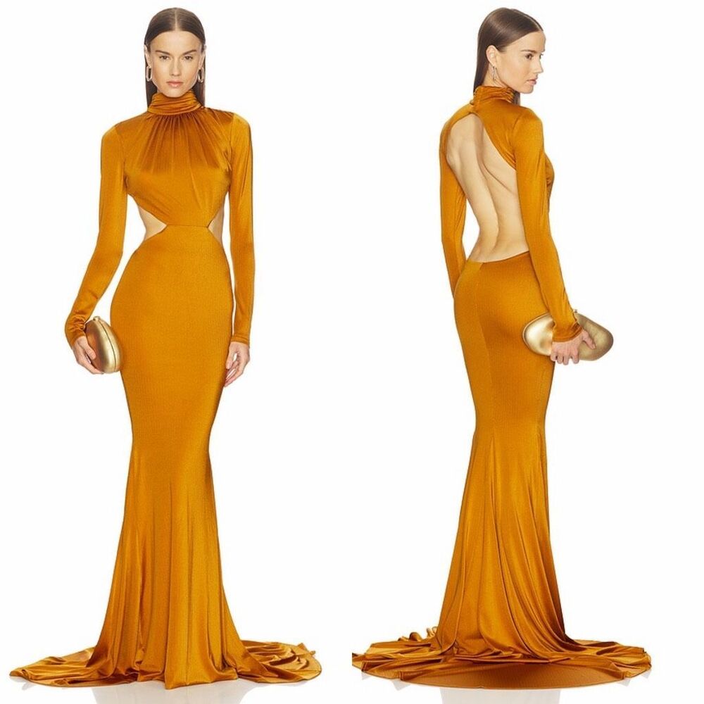 Michael Costello x REVOLVE Salima Gown in Ochre Size Small $319